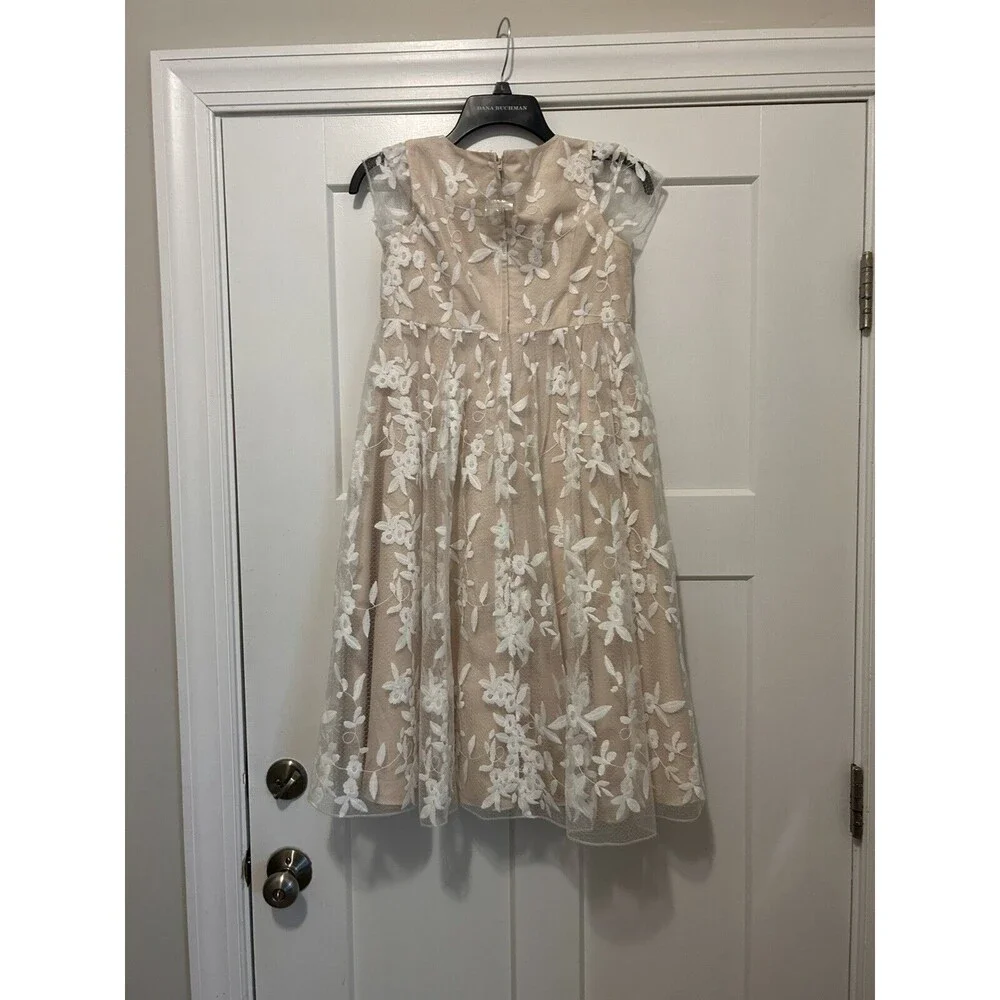 David's Bridal Beige Dress with White Floral Lace - Picture 7 of 9